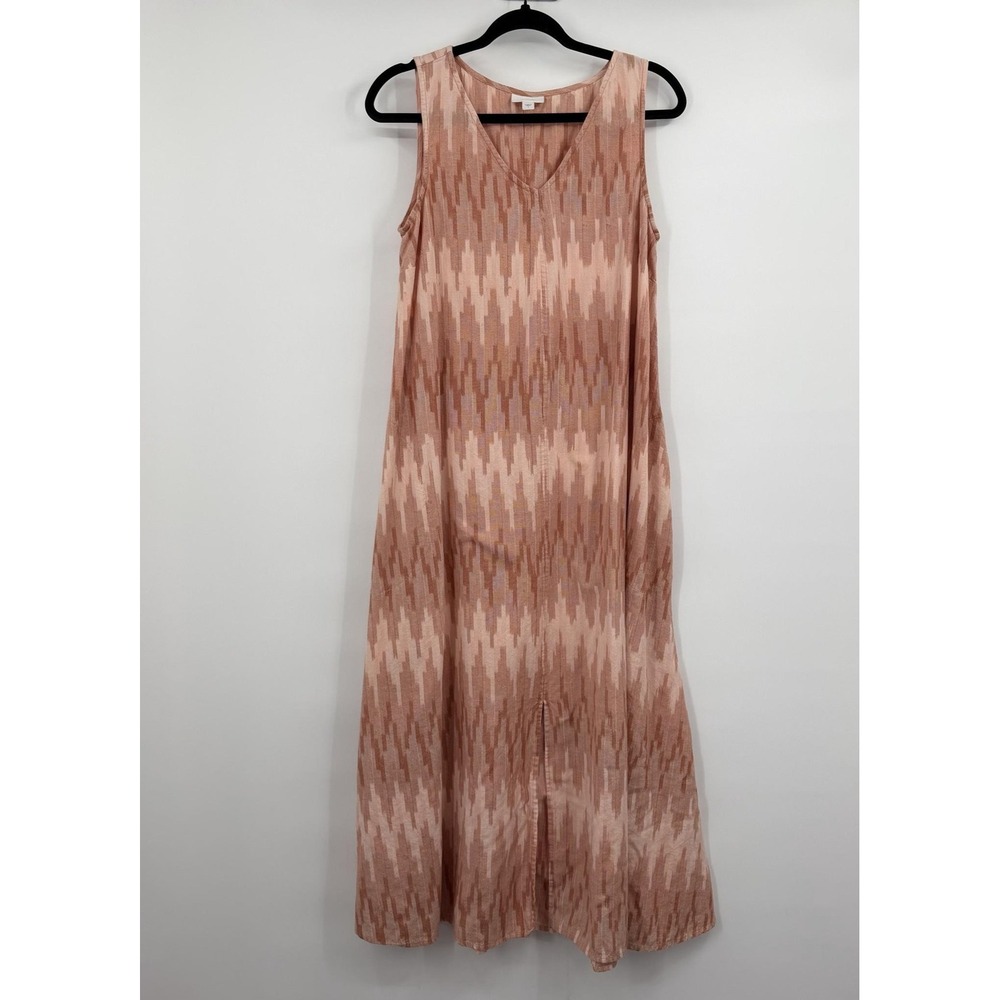 Pure Jill Dress Womens Small Peach Maxi Tank V-Neck 100% Cotton Casual Travel